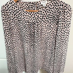 J Crew pink spotted blouse, size medium